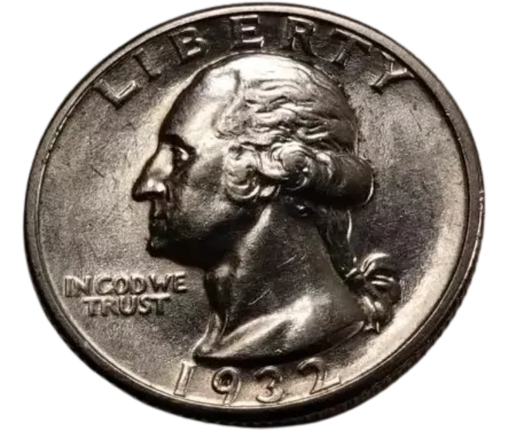 1932-D Washington Quarter RPM FS-501 showing repunched mint mark with secondary D impression below the wreath